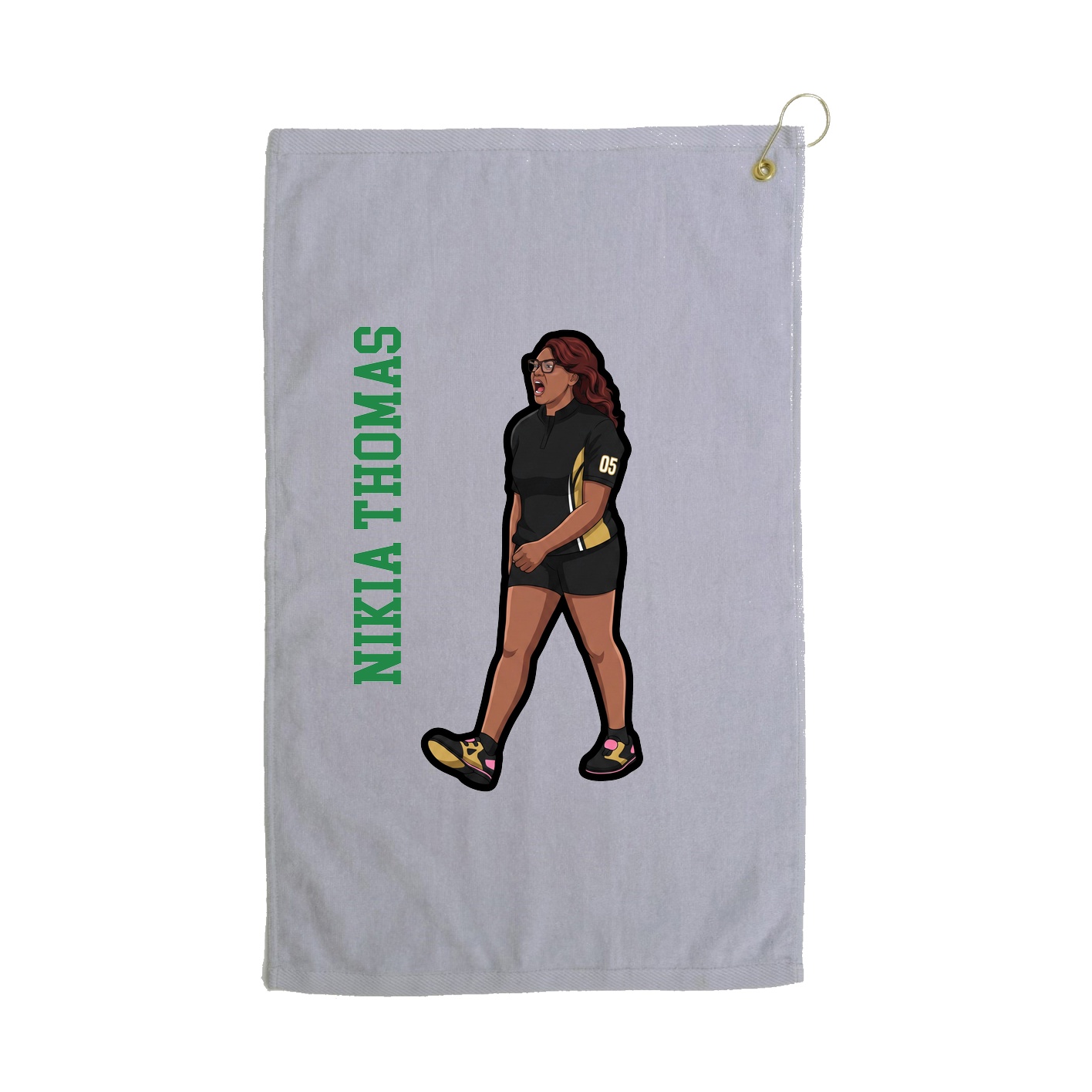 Golf Towel — Name Vertical in Grey