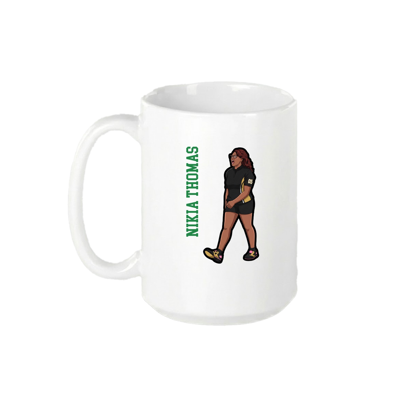 15oz Coffee Mug — Name Vertical in White