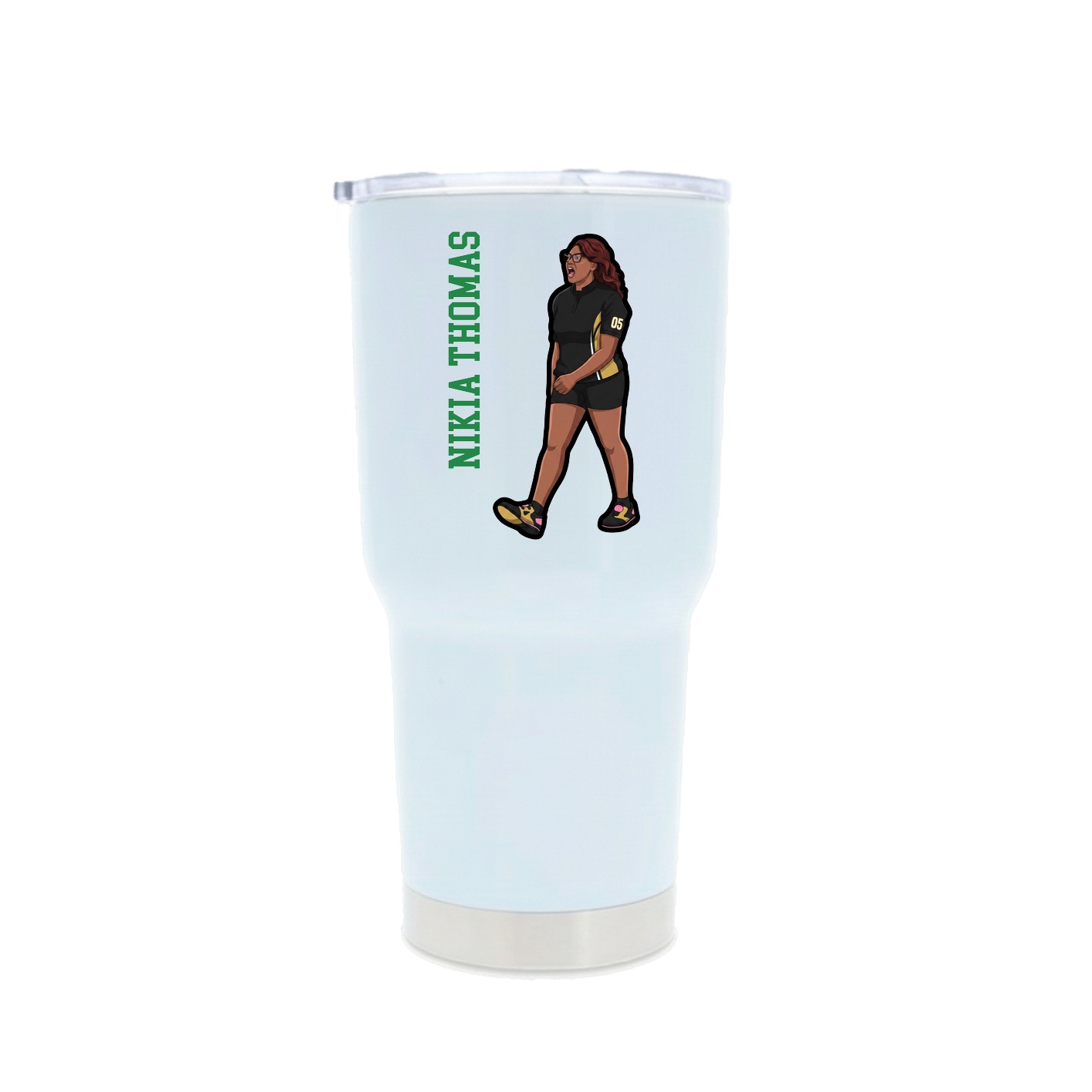 30oz Stainless Steel Tumbler — Name Vertical in White