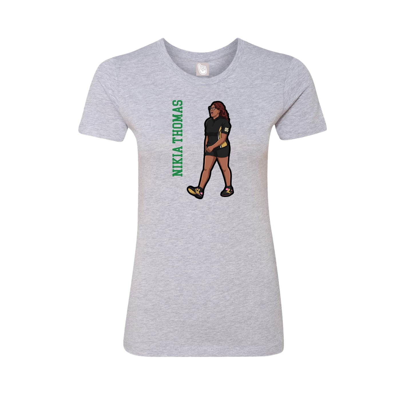 Fitted Women's Tee — Name Vertical in Grey