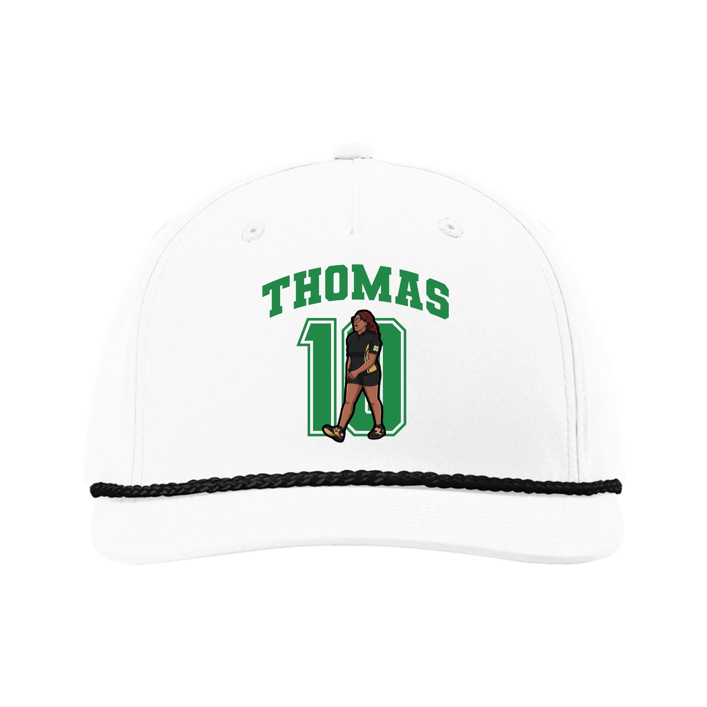 Five-Panel Classic Rope Cap — Number in White