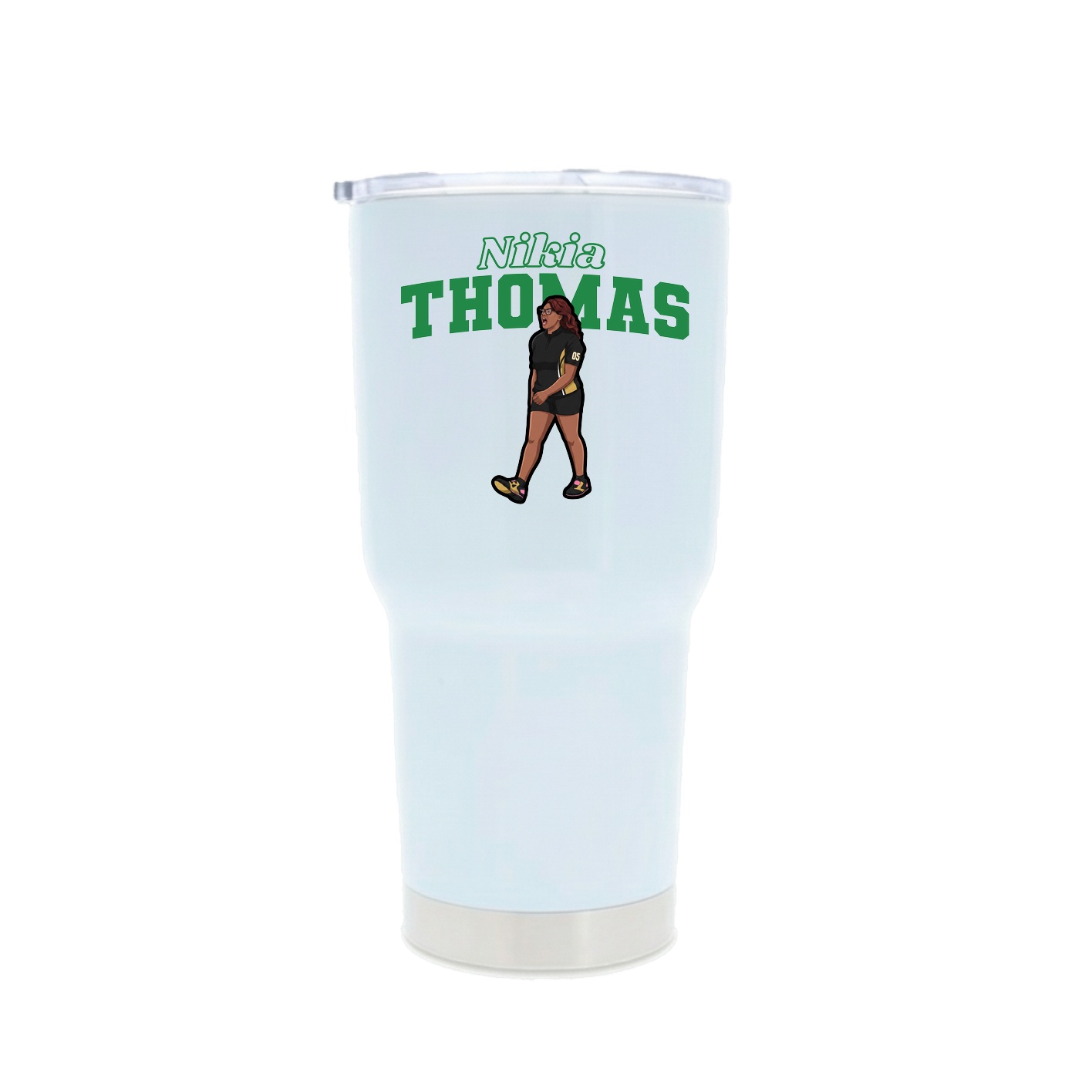30oz Stainless Steel Tumbler — Name Arch in White