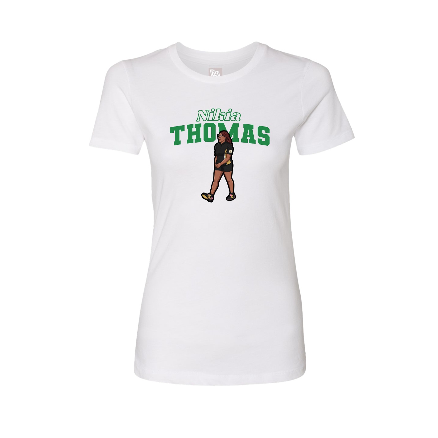 Fitted Women's Tee — Name Arch in White