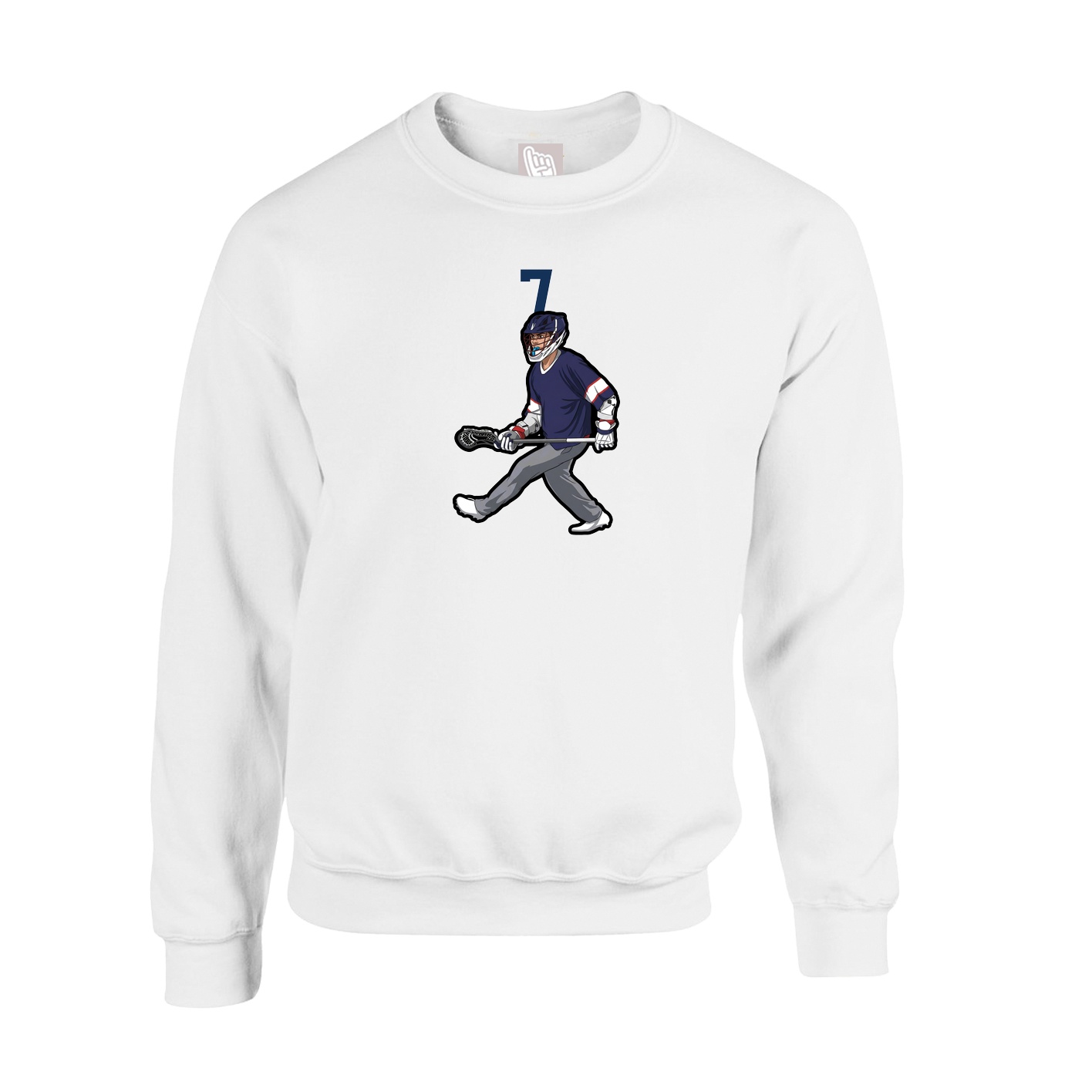 Fleece Crew — Number Top in White