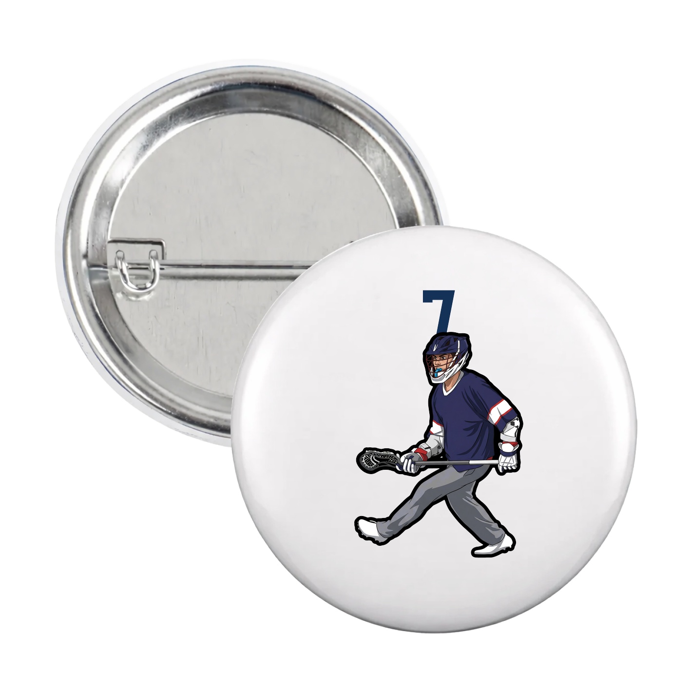 Game Day Button — Number Top in White