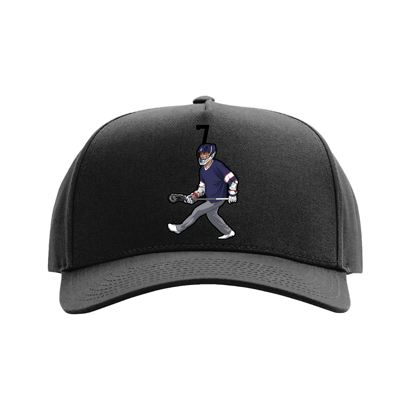 Full Fabric Five-Panel Champ Cap — Number Top in Black