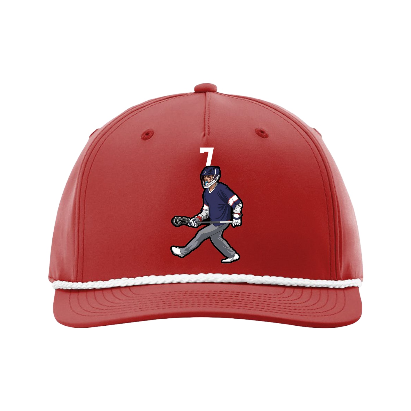 Five-Panel Classic Rope Cap — Number Top in Red