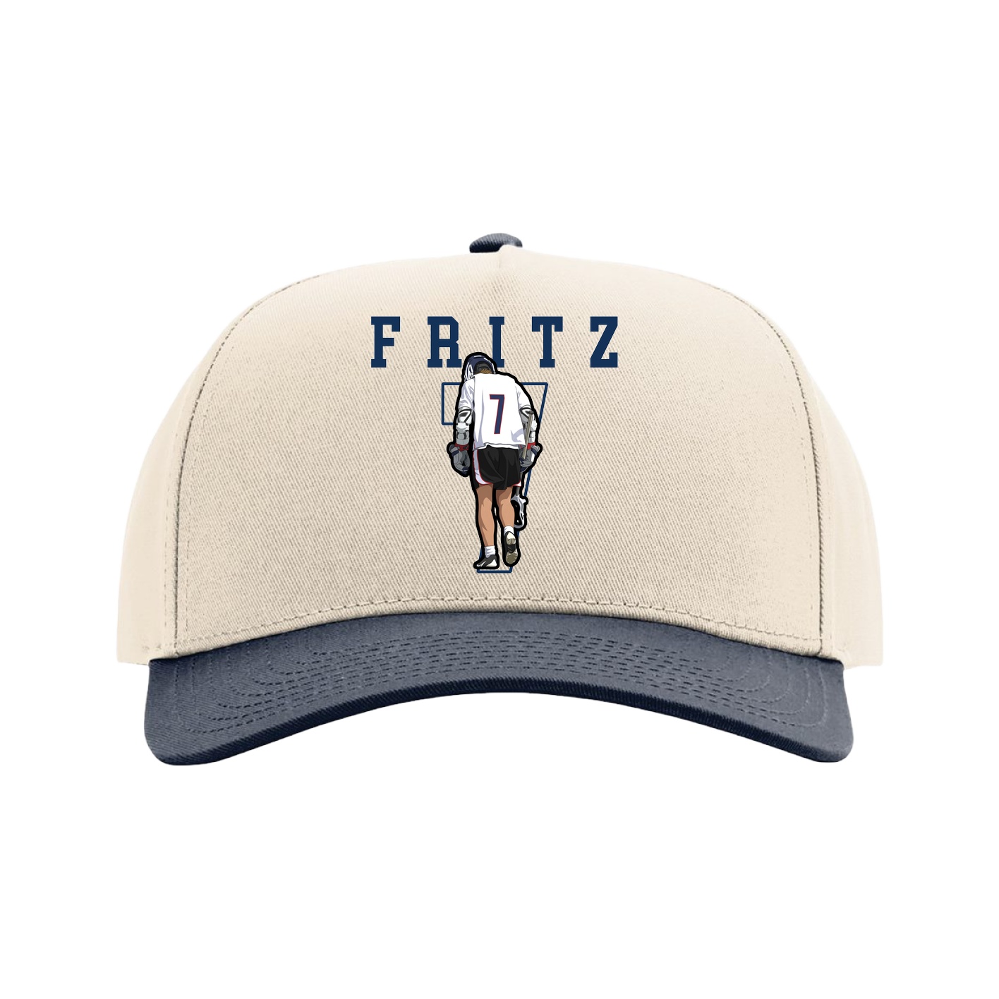 Full Fabric Five-Panel Champ Cap — Shirsey in Cream/Navy