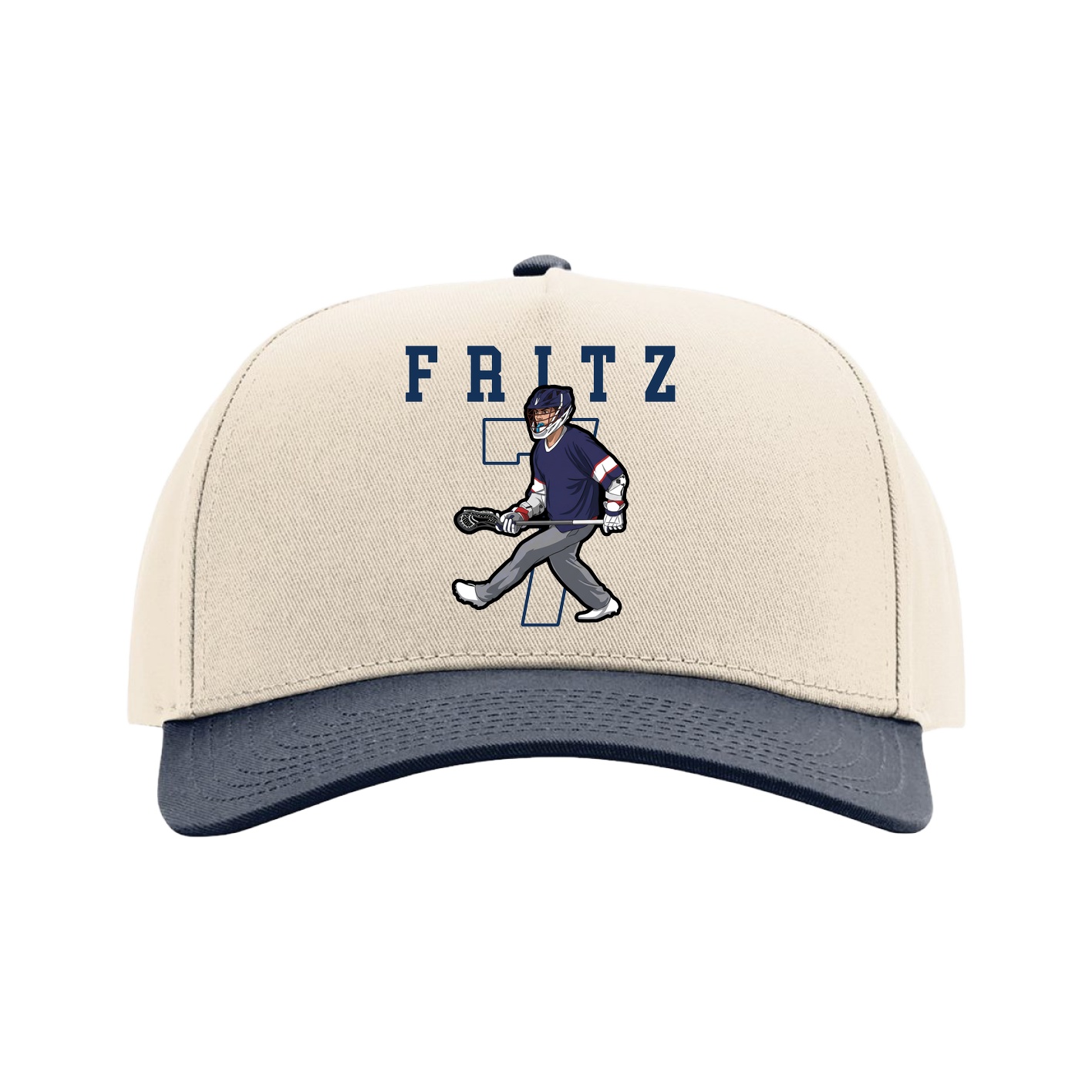 Full Fabric Five-Panel Champ Cap — Shirsey in Cream/Navy