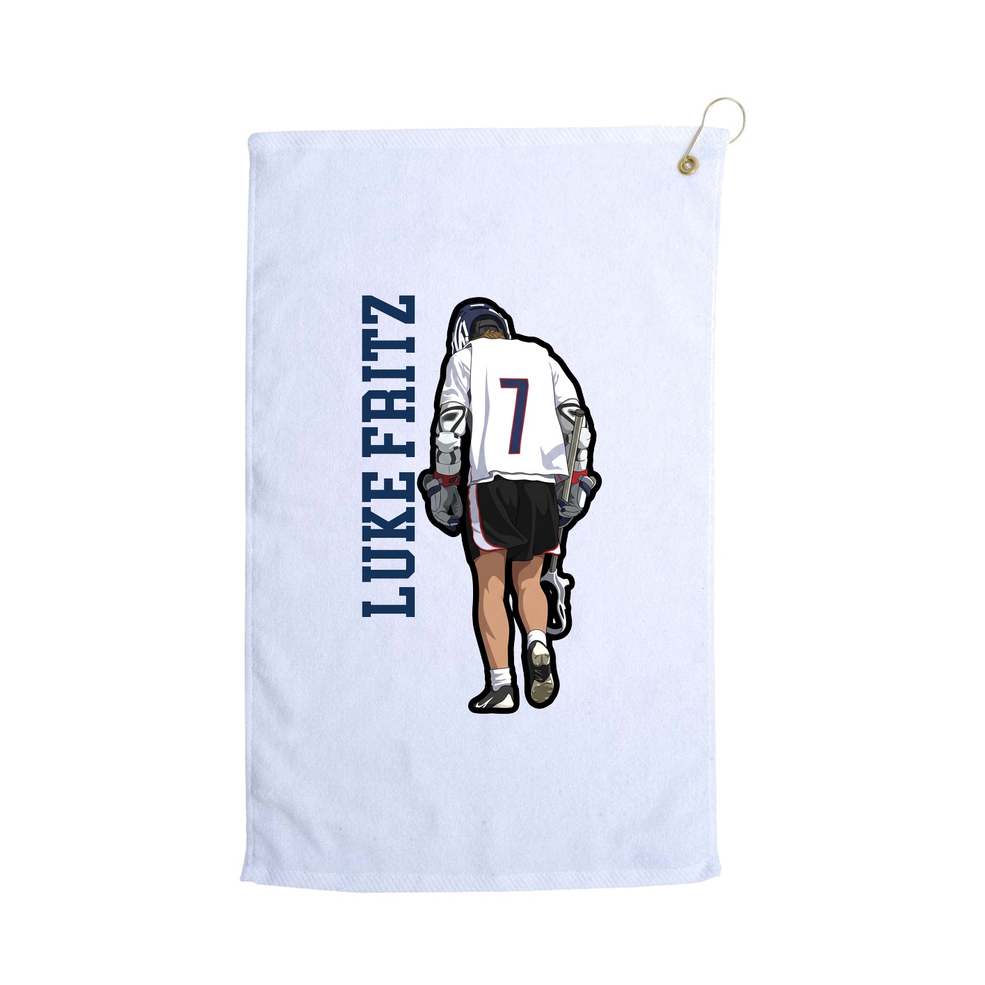 Golf Towel — Name Vertical in White