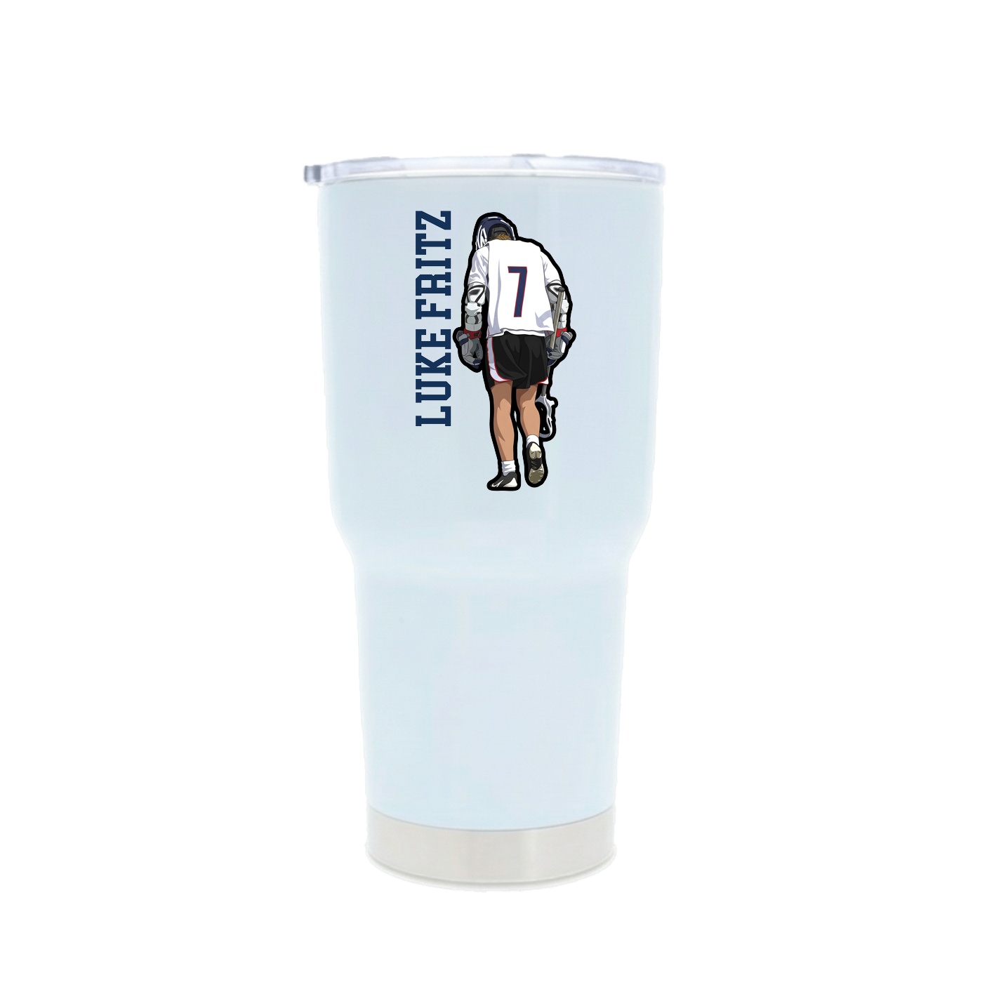 30oz Stainless Steel Tumbler — Name Vertical in White