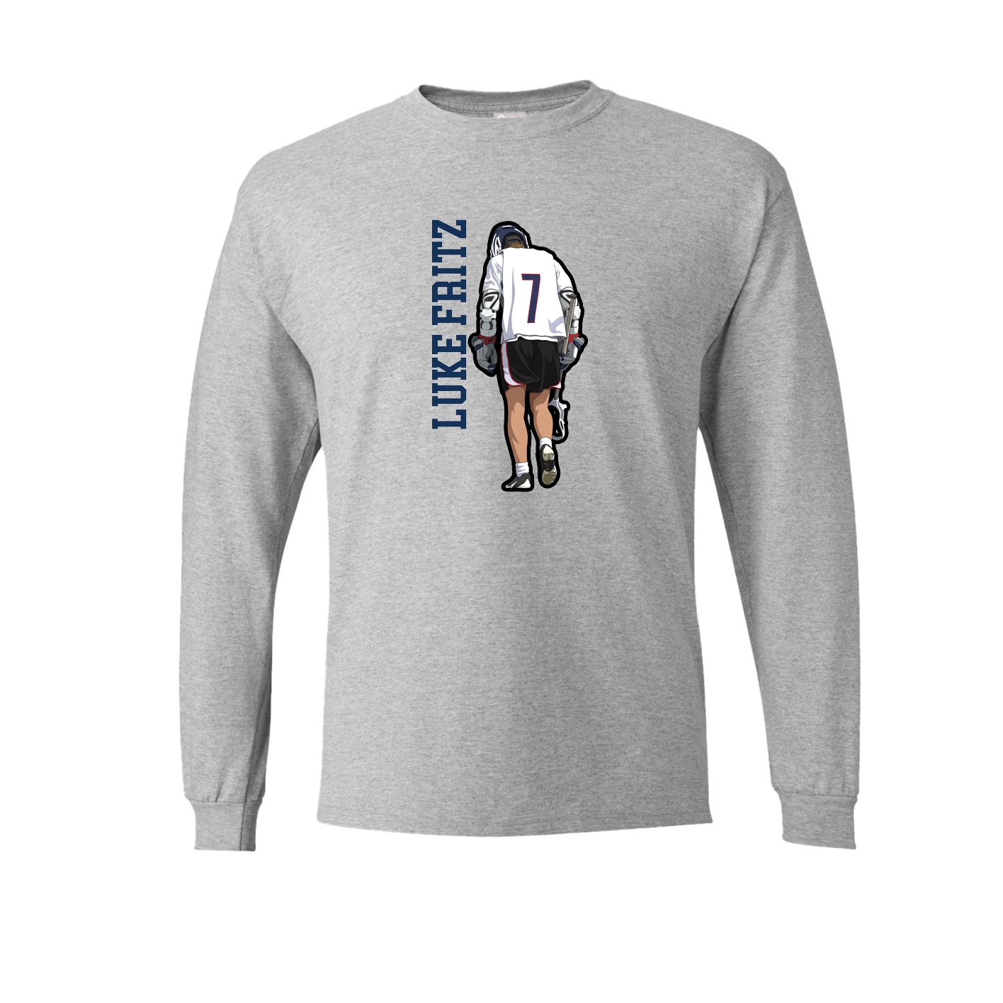 Long Sleeve Tee — Name Vertical in Grey
