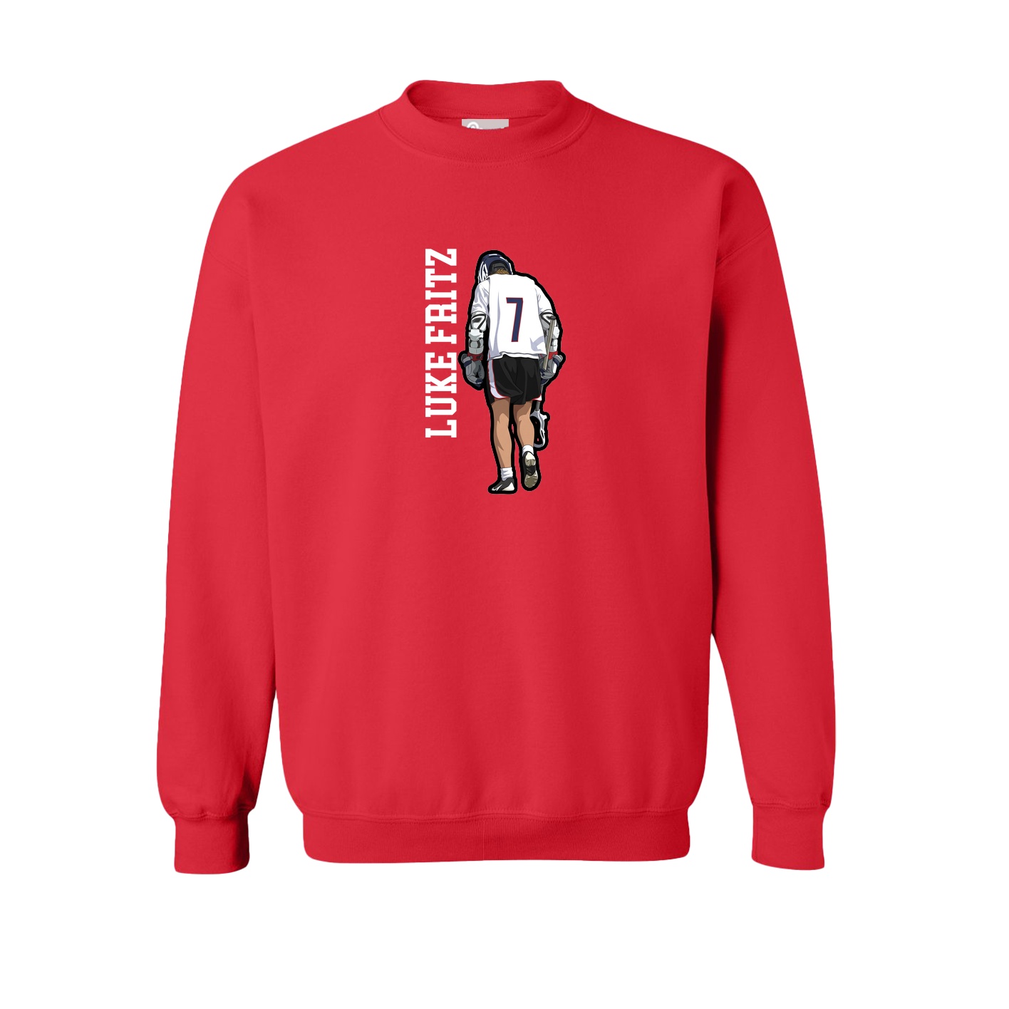 Fleece Crew — Name Vertical in Red