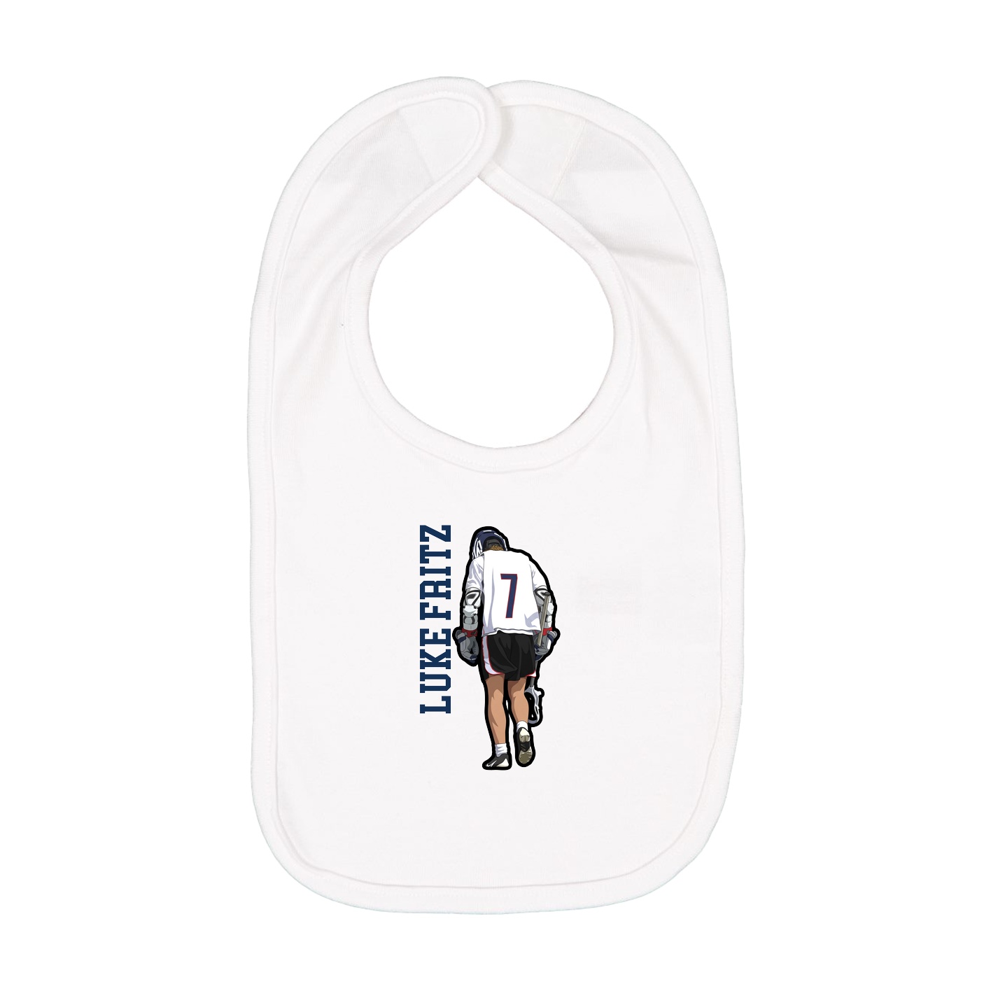 Infant Bib — Name Vertical in White