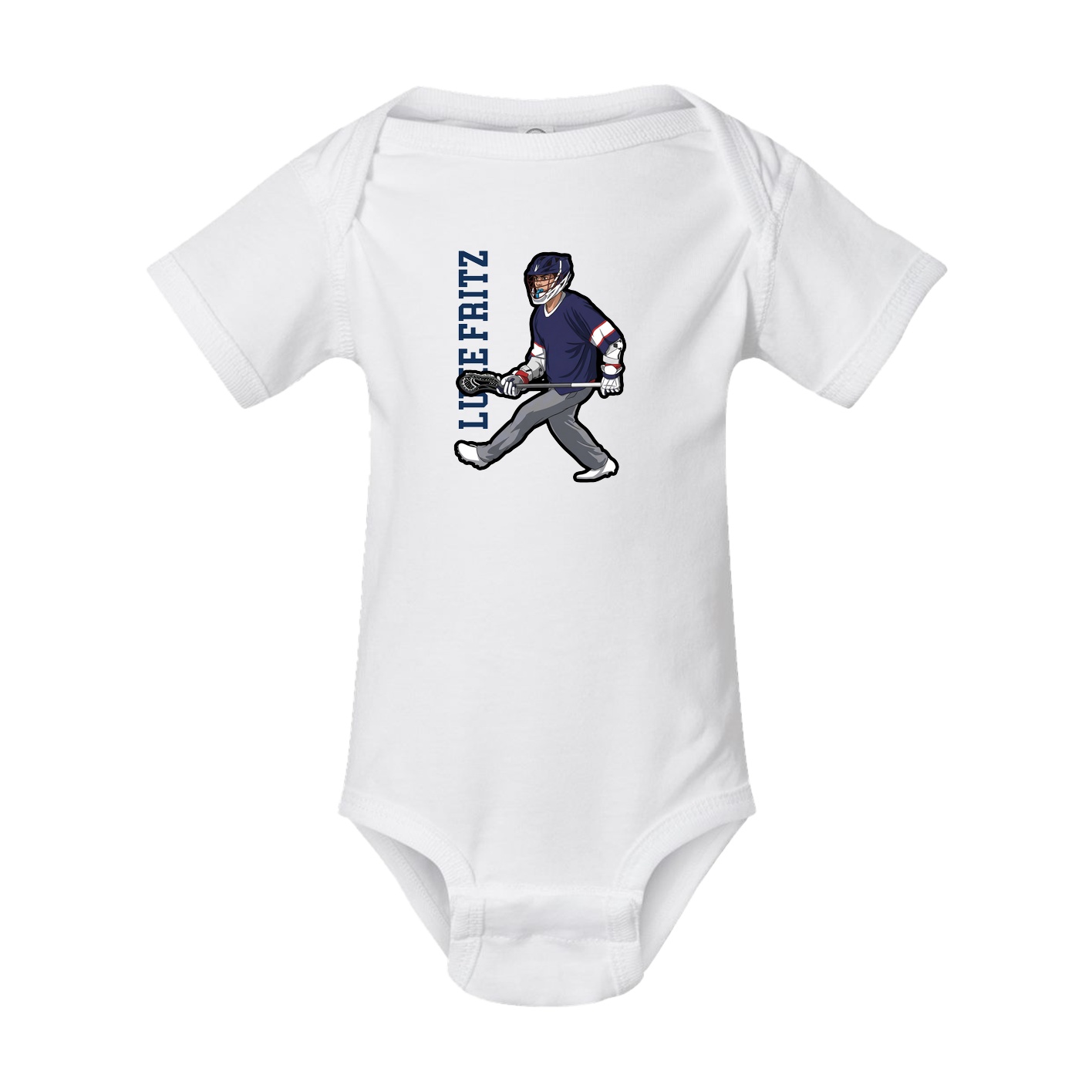 Baby Onesie — Name Vertical in White