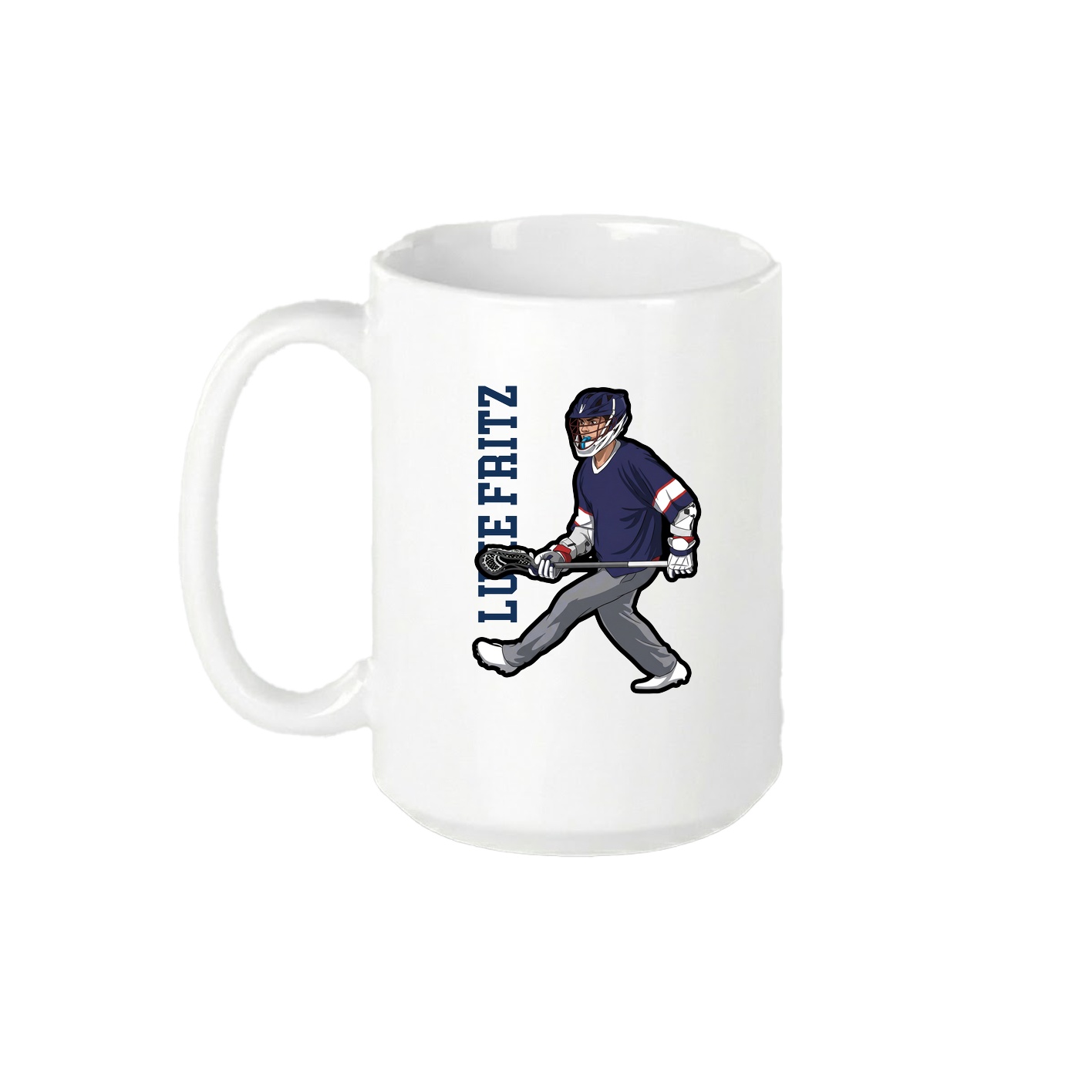 15oz Coffee Mug — Name Vertical in White