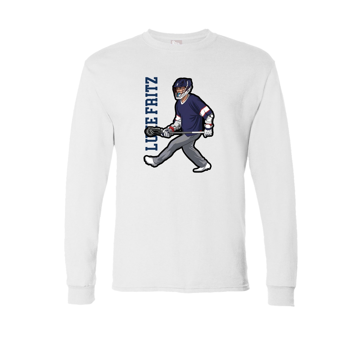 Long Sleeve Tee — Name Vertical in White