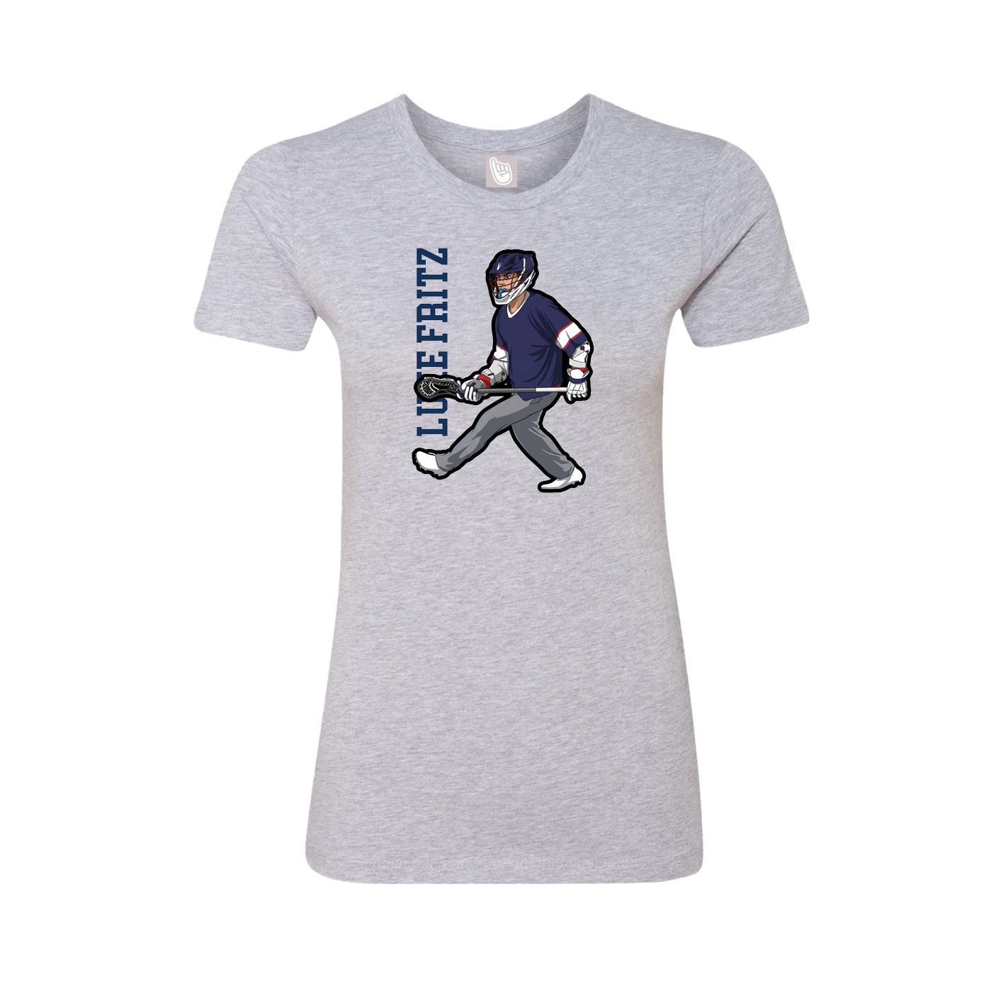 Fitted Women's Tee — Name Vertical in Grey