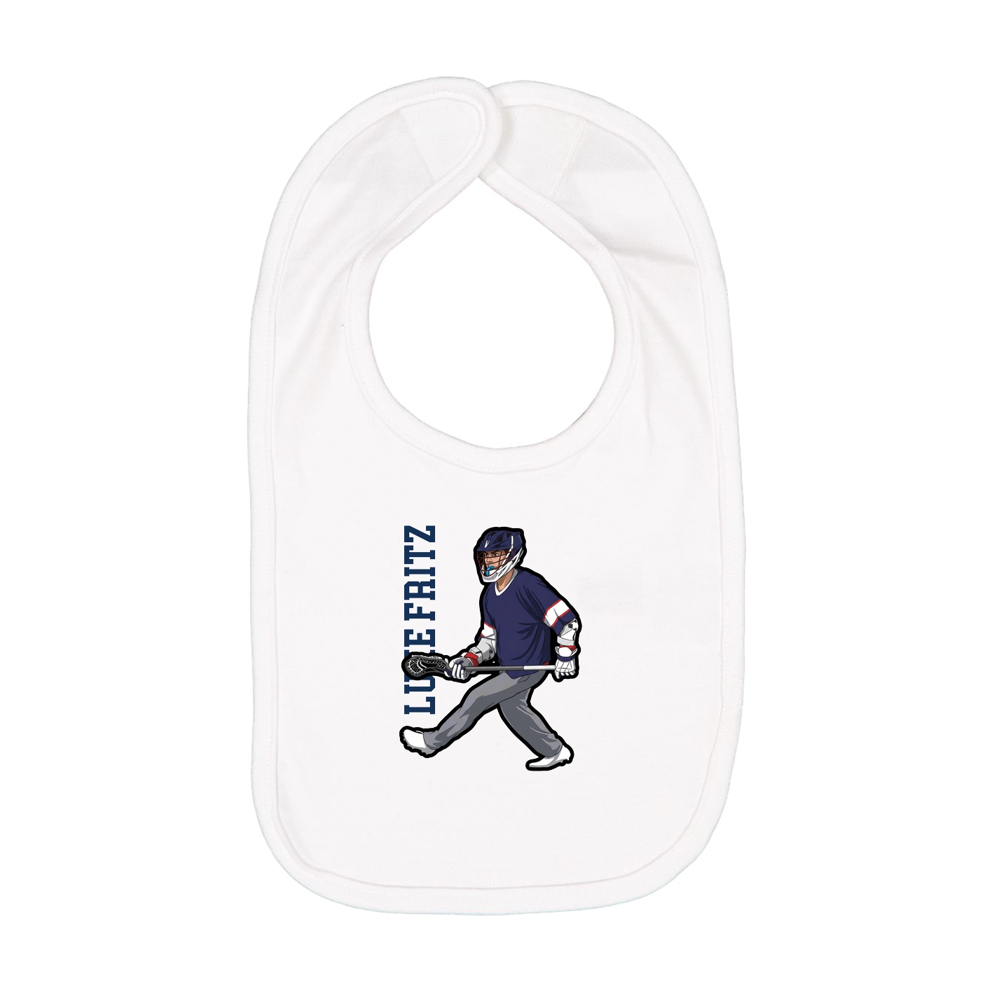 Infant Bib — Name Vertical in White