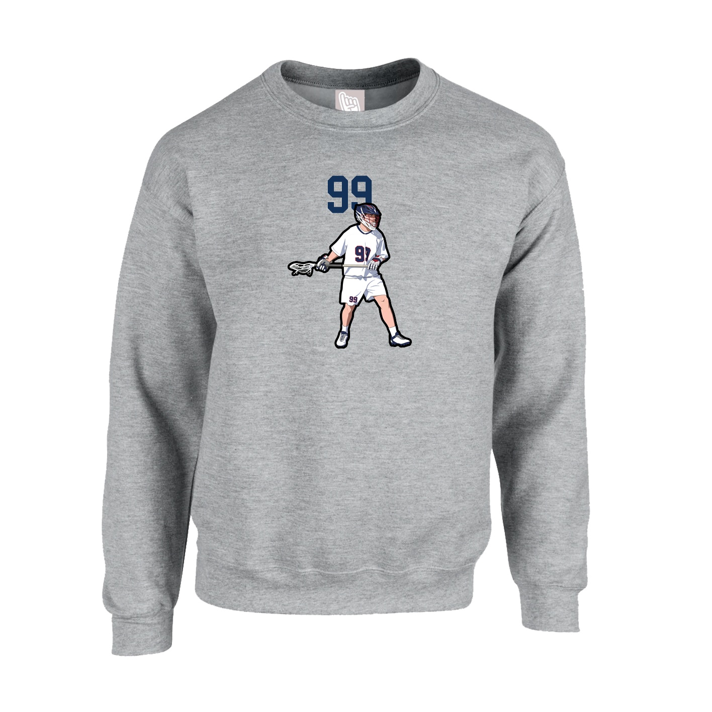 Fleece Crew — Number Top in Grey