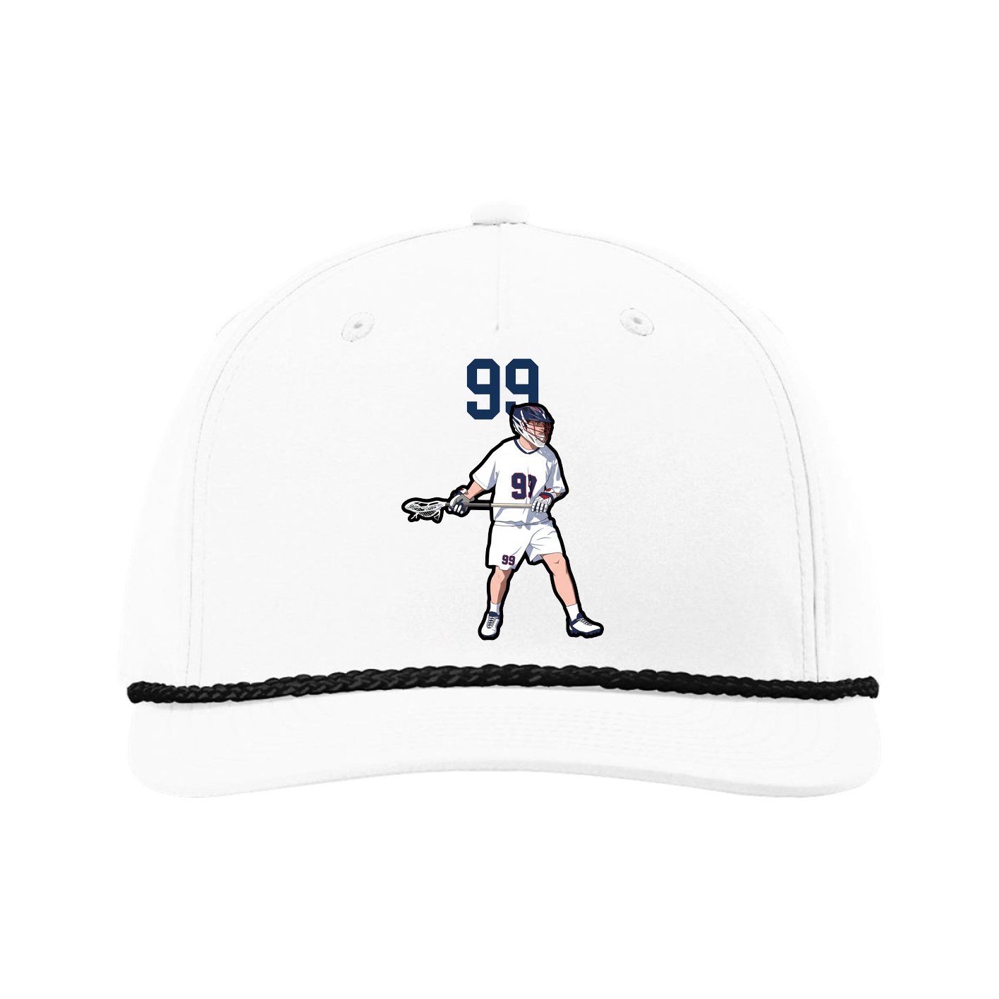 Five-Panel Classic Rope Cap — Number Top in White