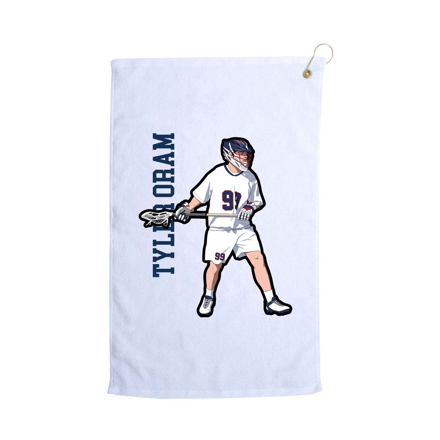 Golf Towel — Name Vertical in White