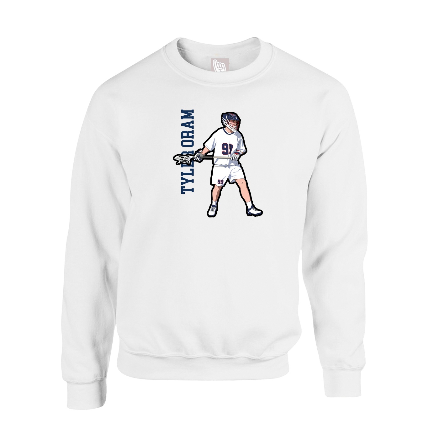 Fleece Crew — Name Vertical in White