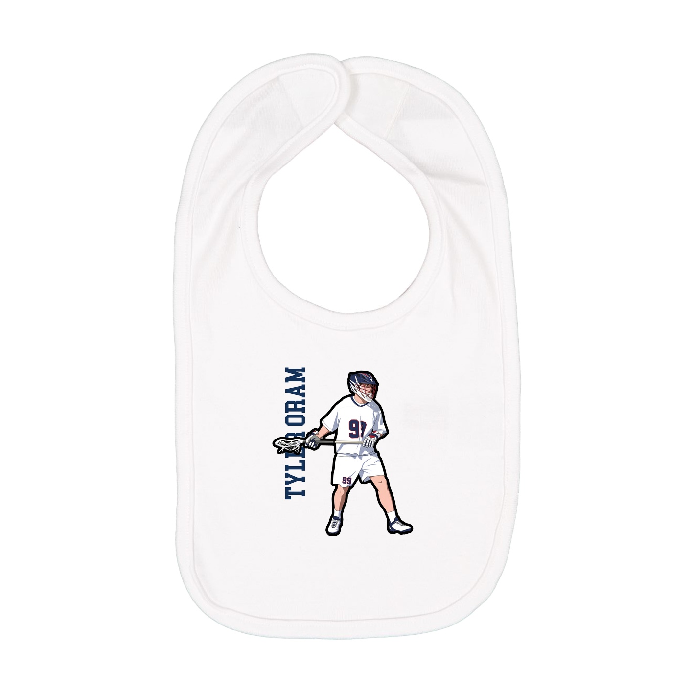 Infant Bib — Name Vertical in White