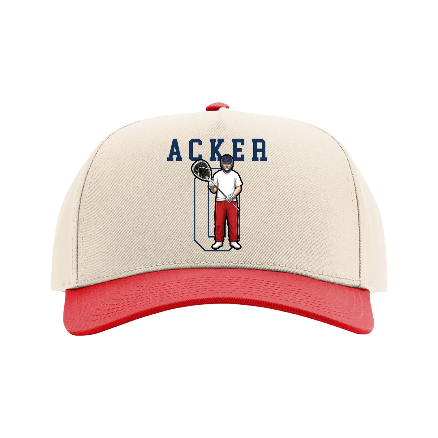 Full Fabric Five-Panel Champ Cap — Shirsey in Cream/Red