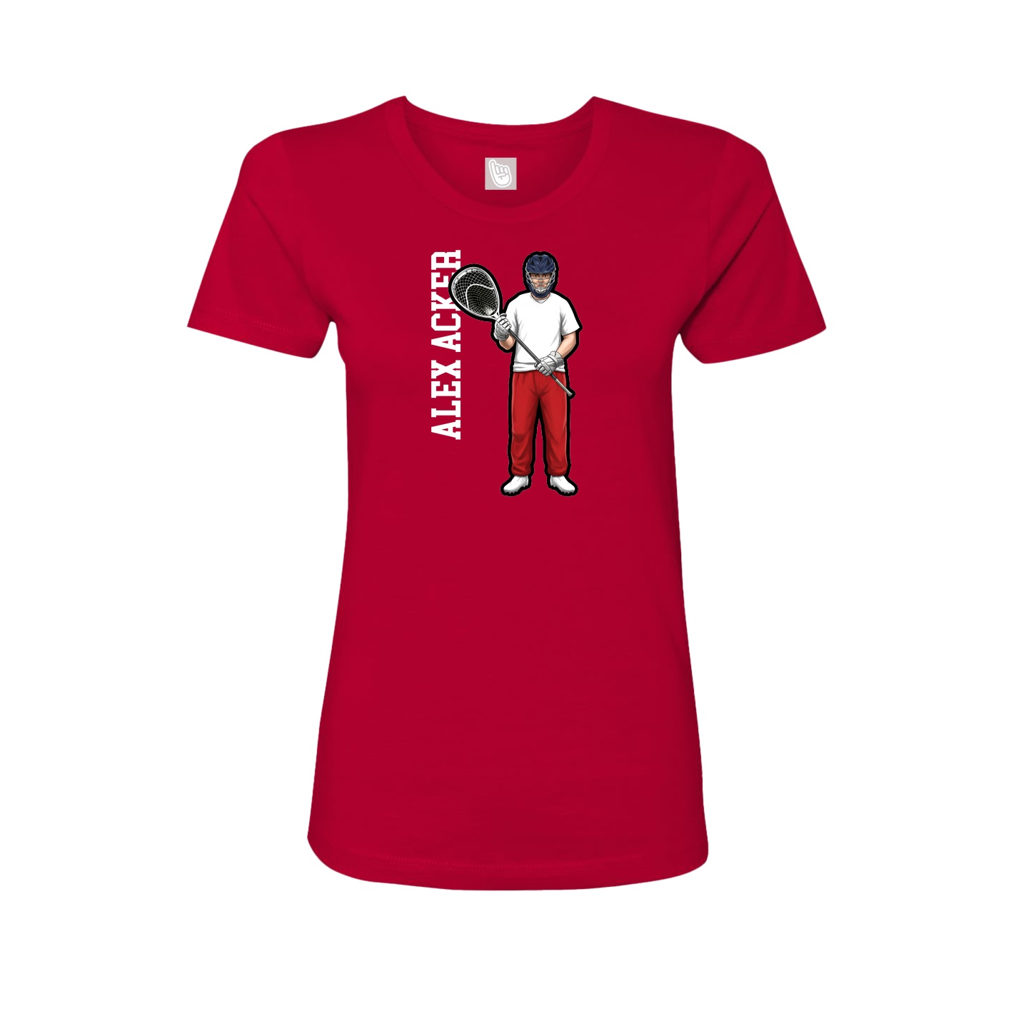 Fitted Women's Tee — Name Vertical in Red