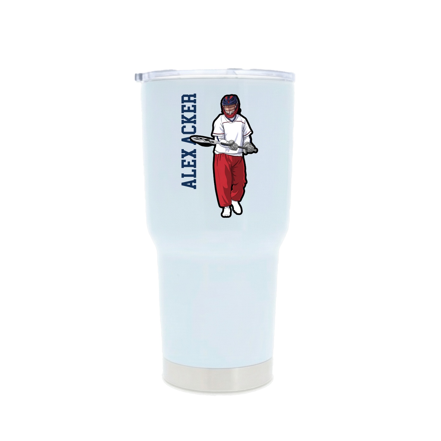 30oz Stainless Steel Tumbler — Name Vertical in White