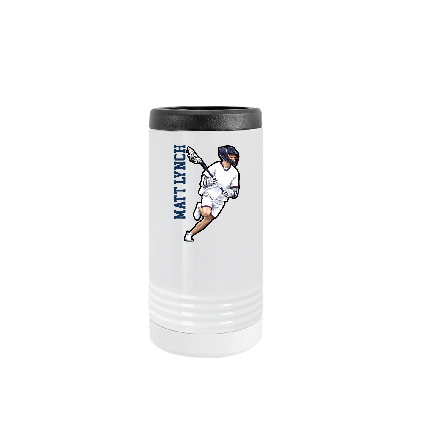 Slim Beverage Holder — Name Vertical in White