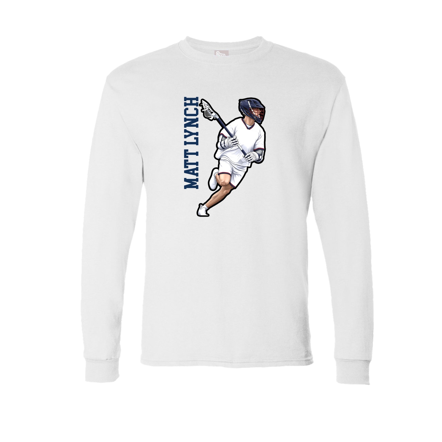 Long Sleeve Tee — Name Vertical in White