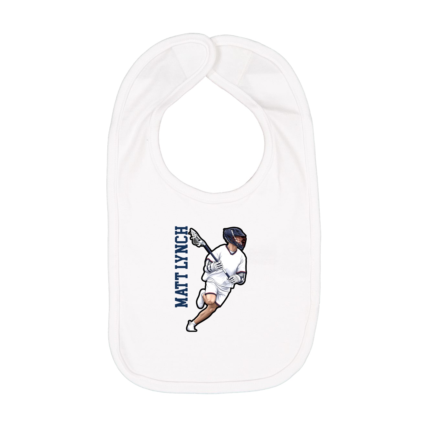Infant Bib — Name Vertical in White