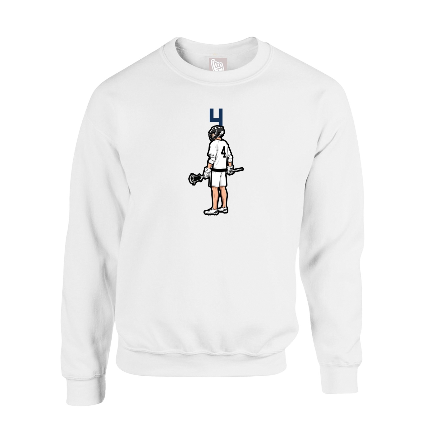 Fleece Crew — Number Top in White