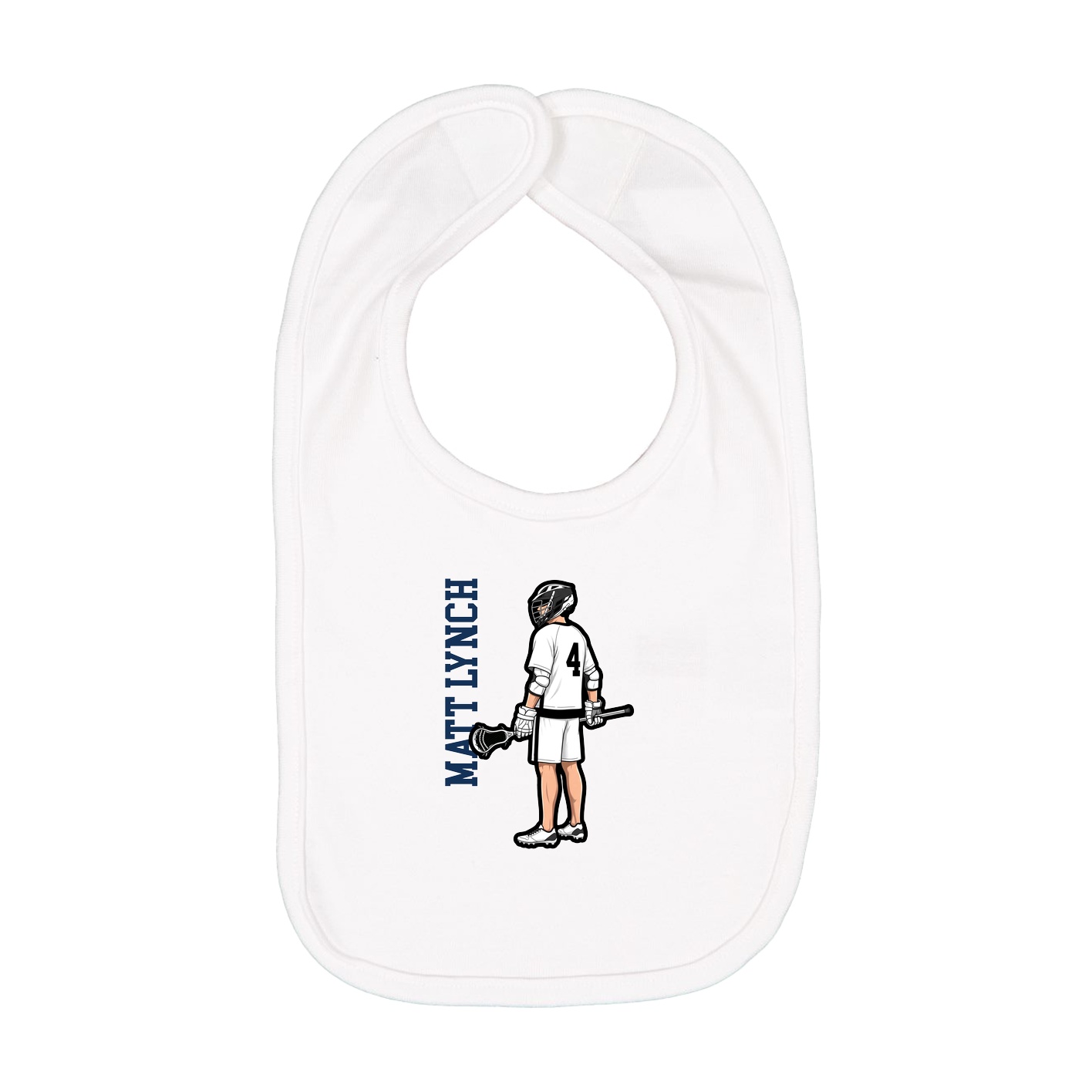 Infant Bib — Name Vertical in White