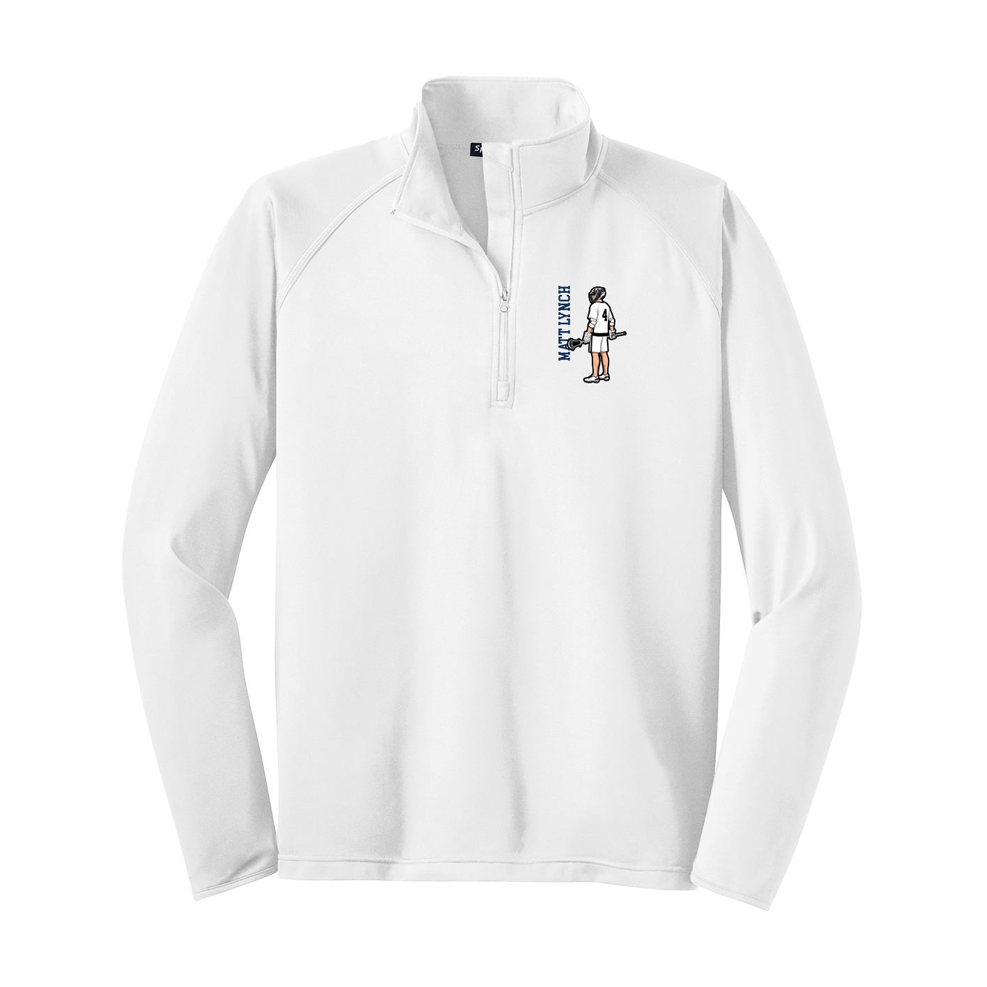 Q-Zip Pullover — Name Vertical in White
