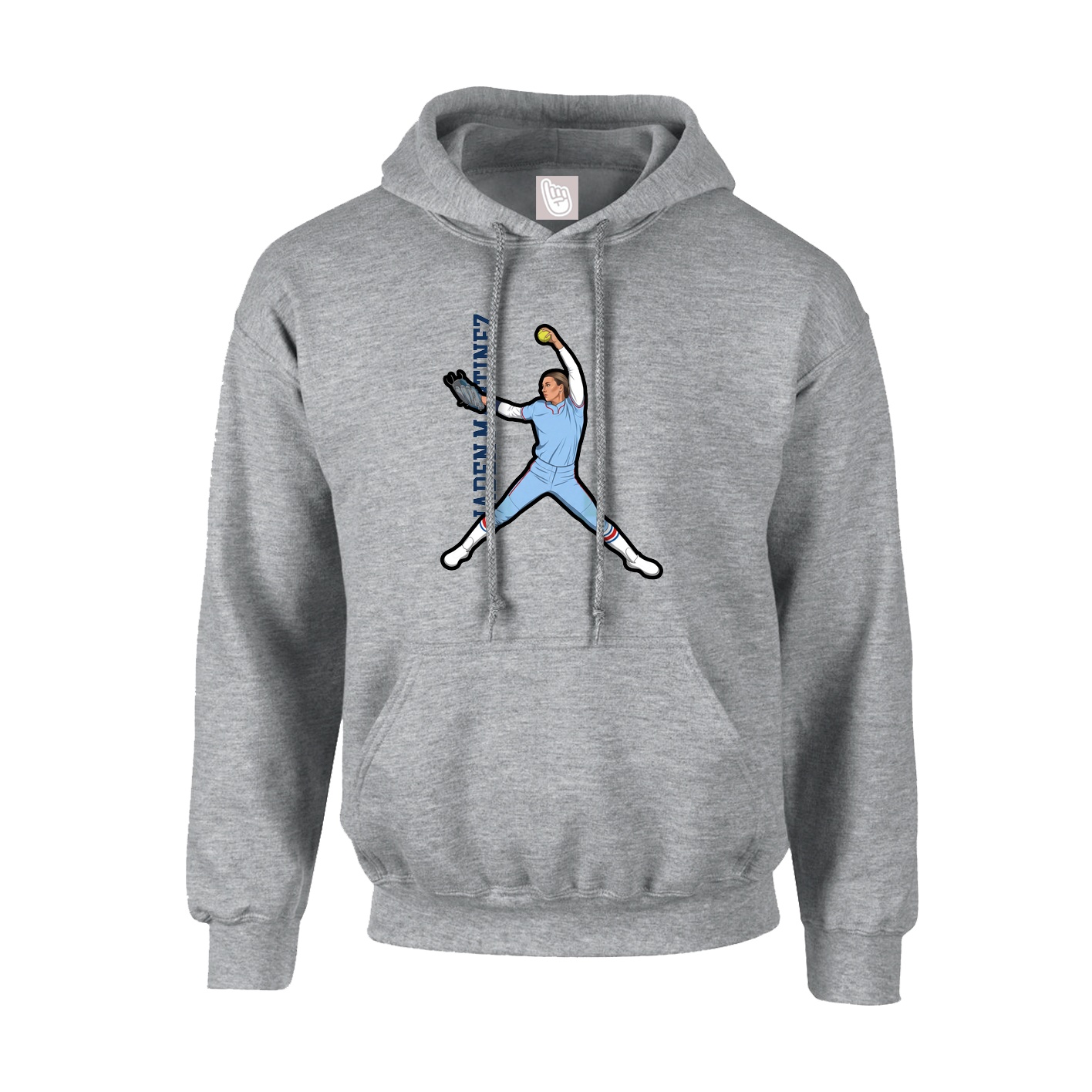 Youth Hoodie — Name Vertical in Grey