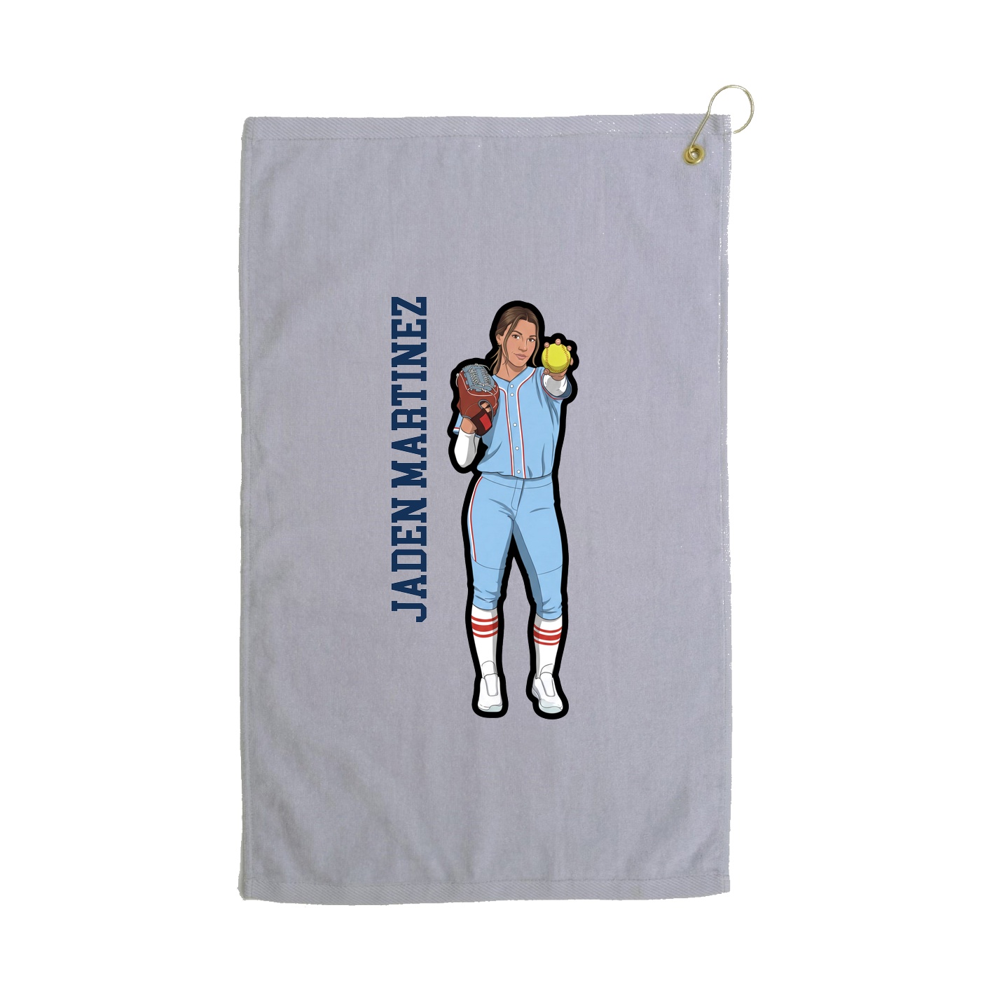 Golf Towel — Name Vertical in Grey