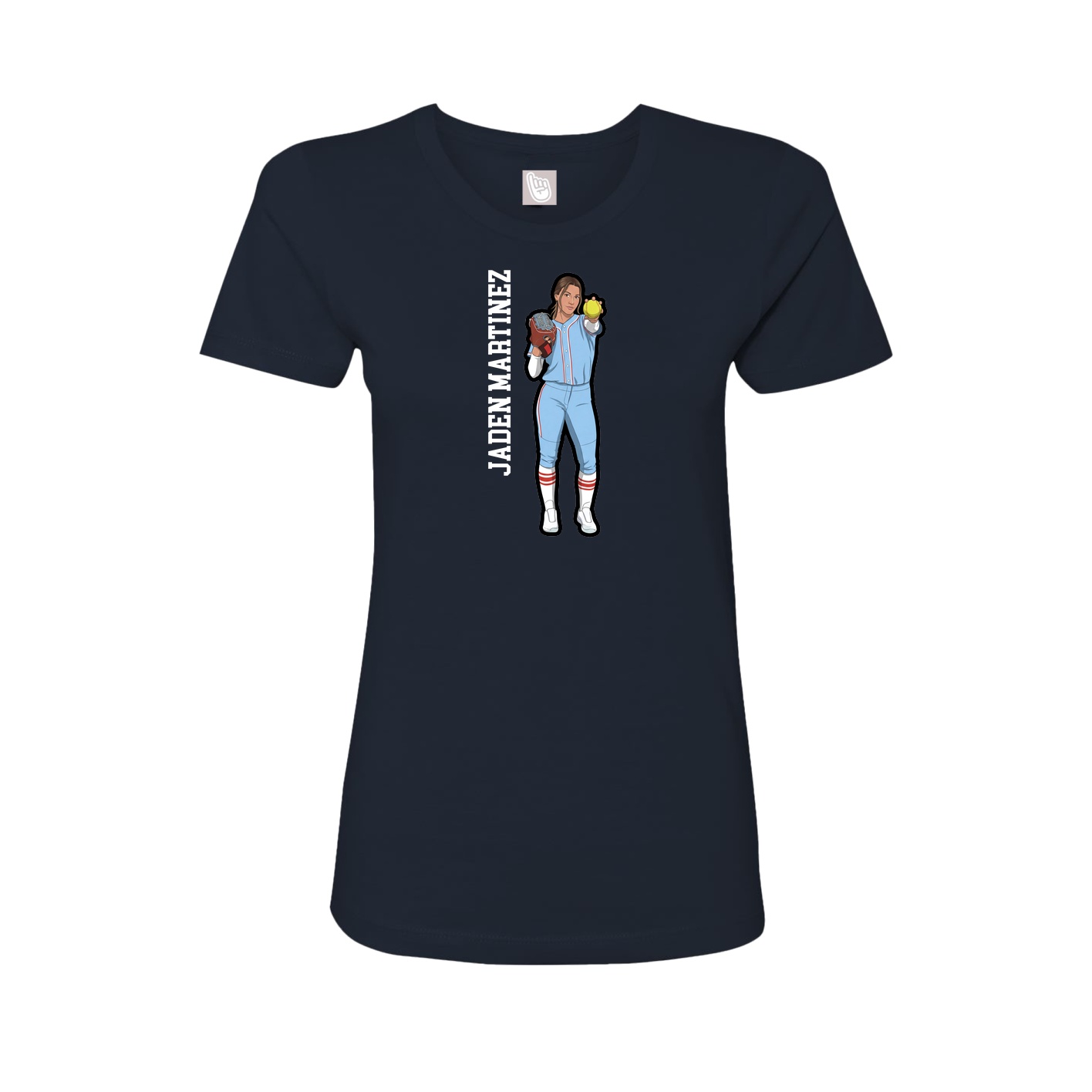 Fitted Women's Tee — Name Vertical in Navy