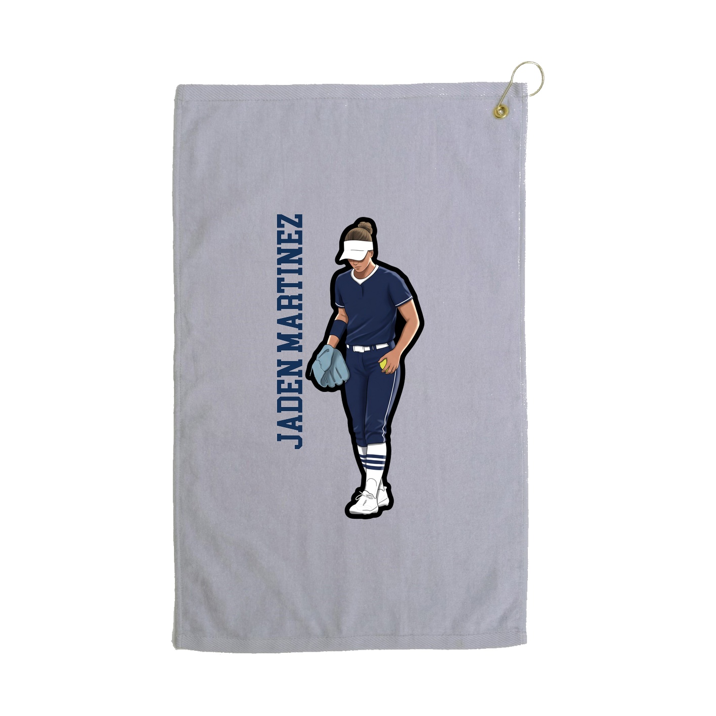 Golf Towel — Name Vertical in Grey