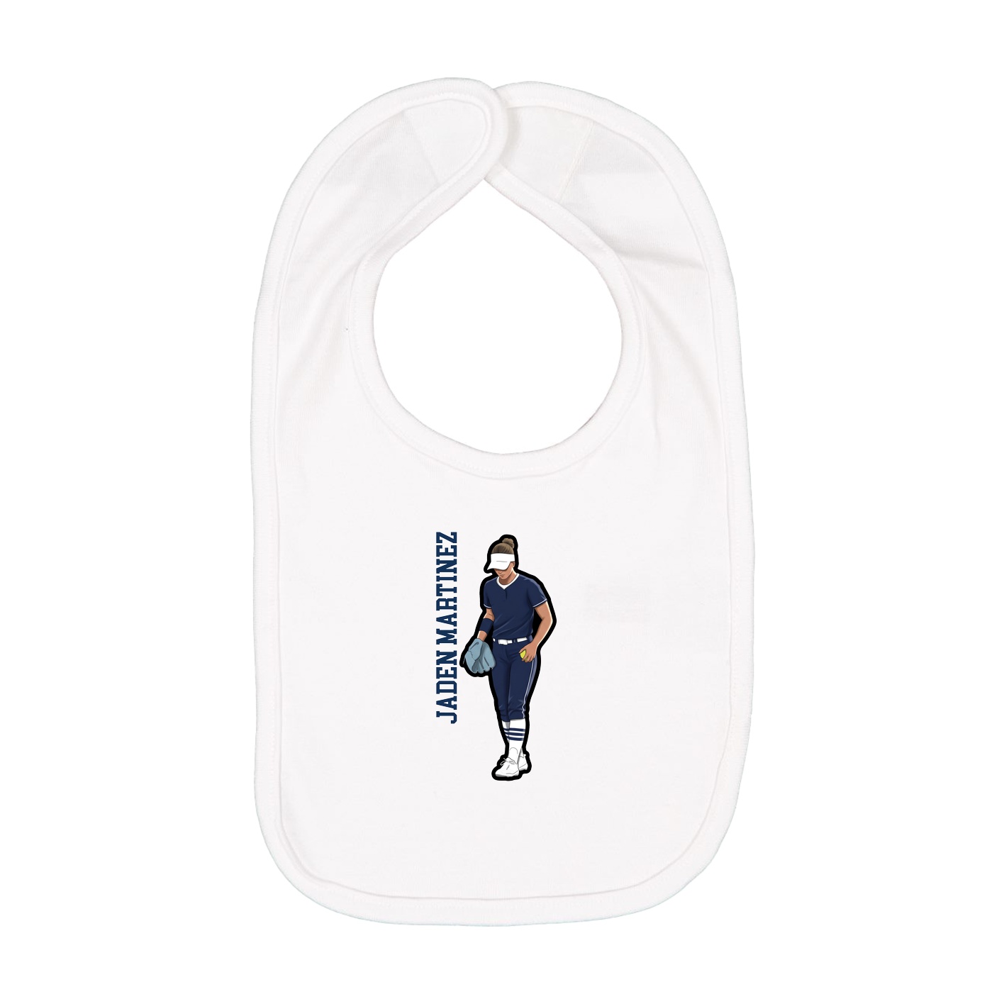 Infant Bib — Name Vertical in White