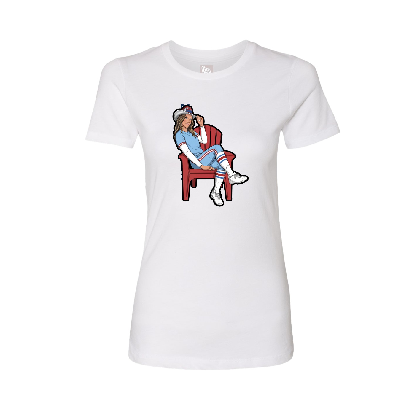 Fitted Women's Tee — Name Vertical in White