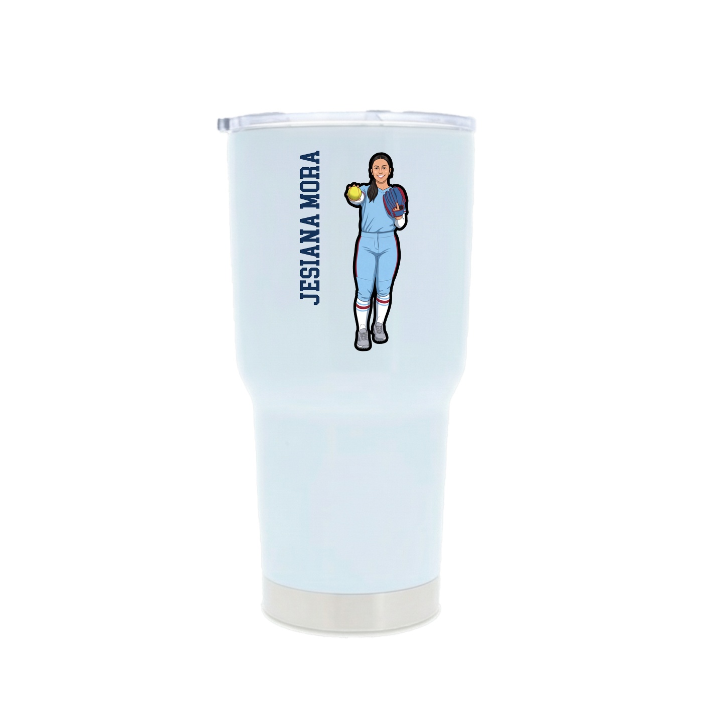 30oz Stainless Steel Tumbler — Name Vertical in White