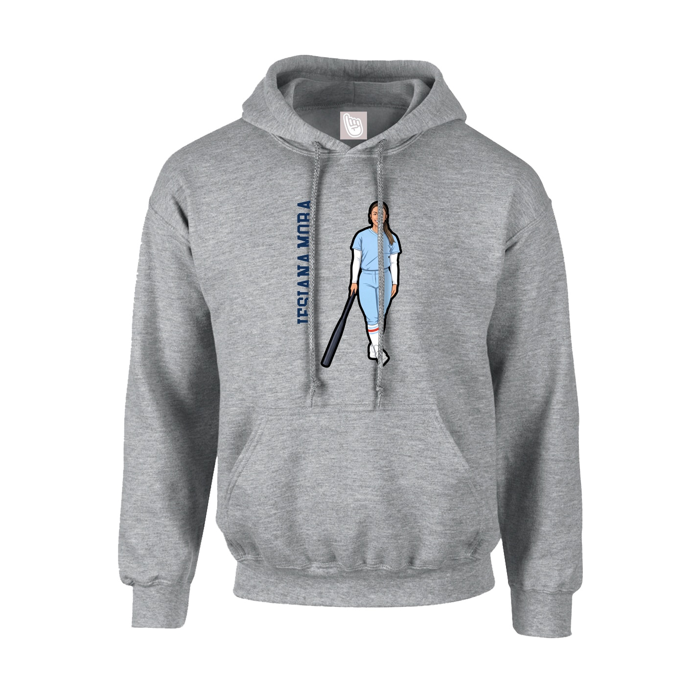 Youth Hoodie — Name Vertical in Grey