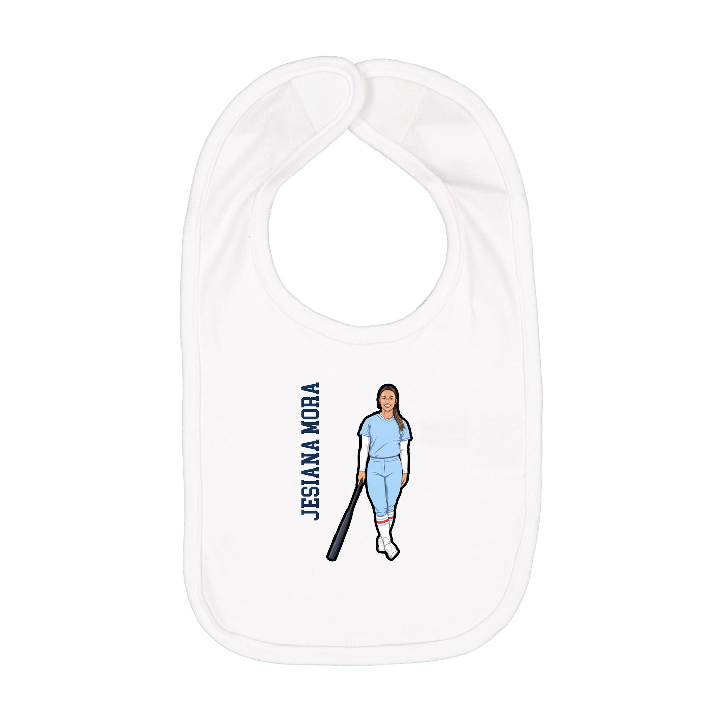 Infant Bib — Name Vertical in White