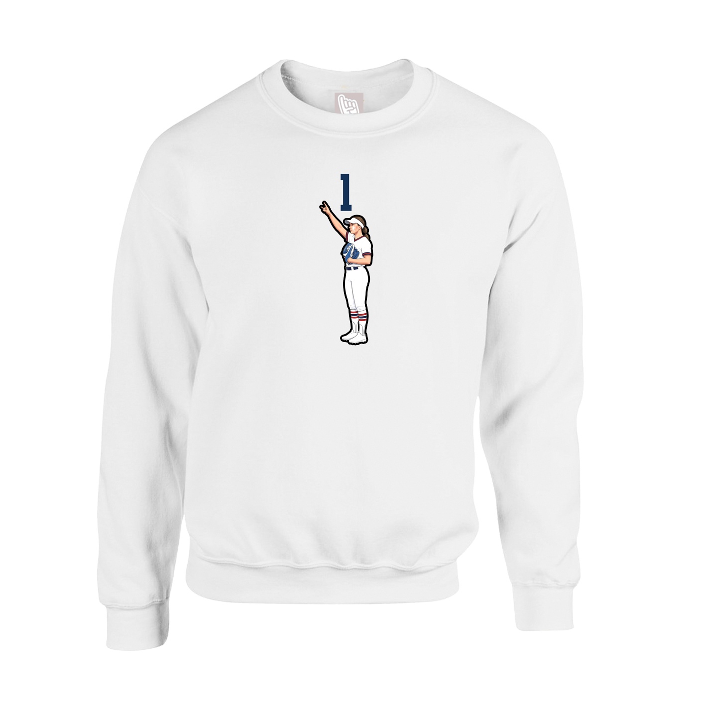 Fleece Crew — Number Top in White