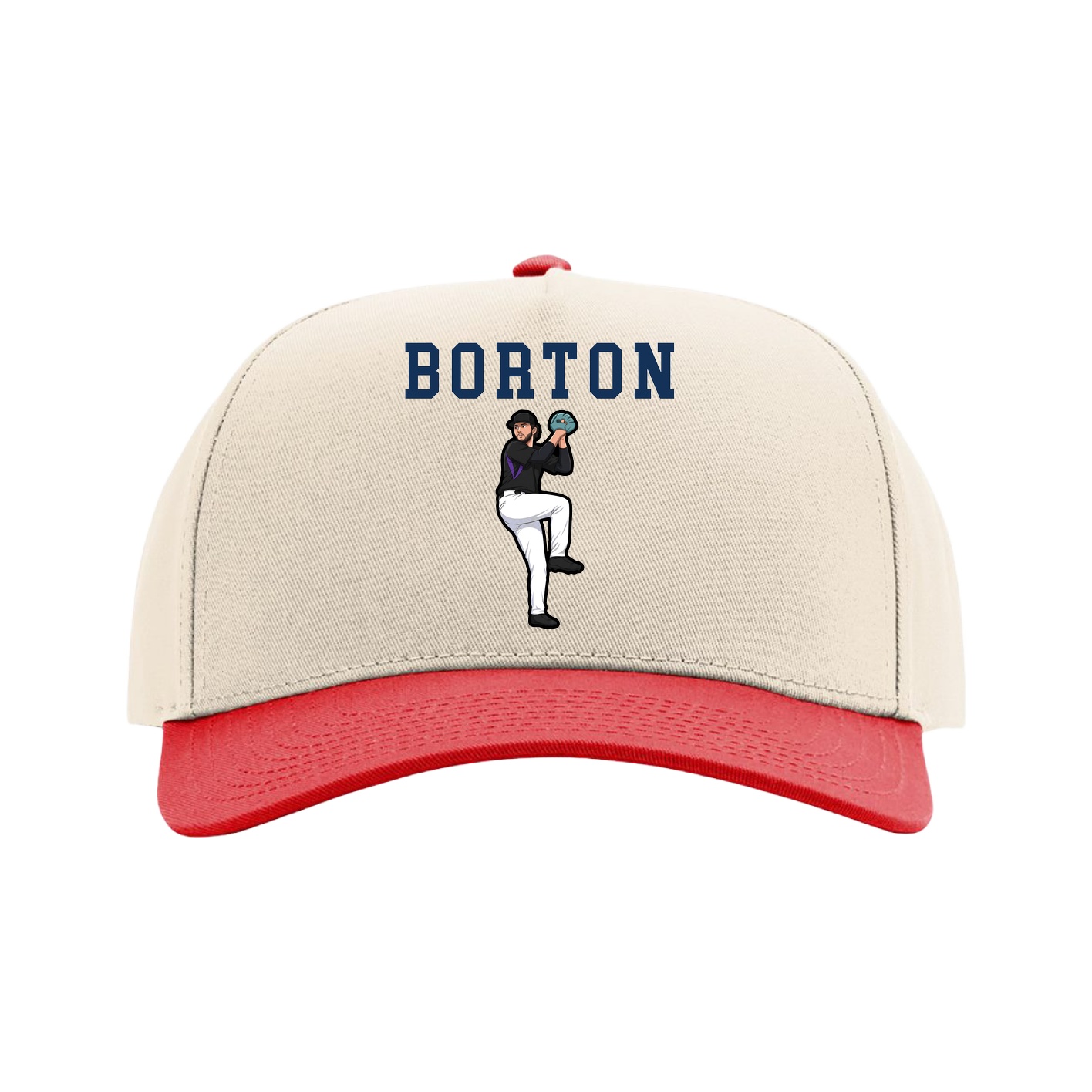 Full Fabric Five-Panel Champ Cap — Shirsey in Cream/Red