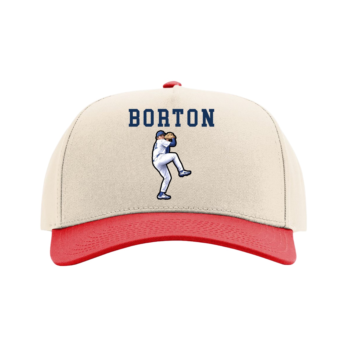 Full Fabric Five-Panel Champ Cap — Shirsey in Cream/Red