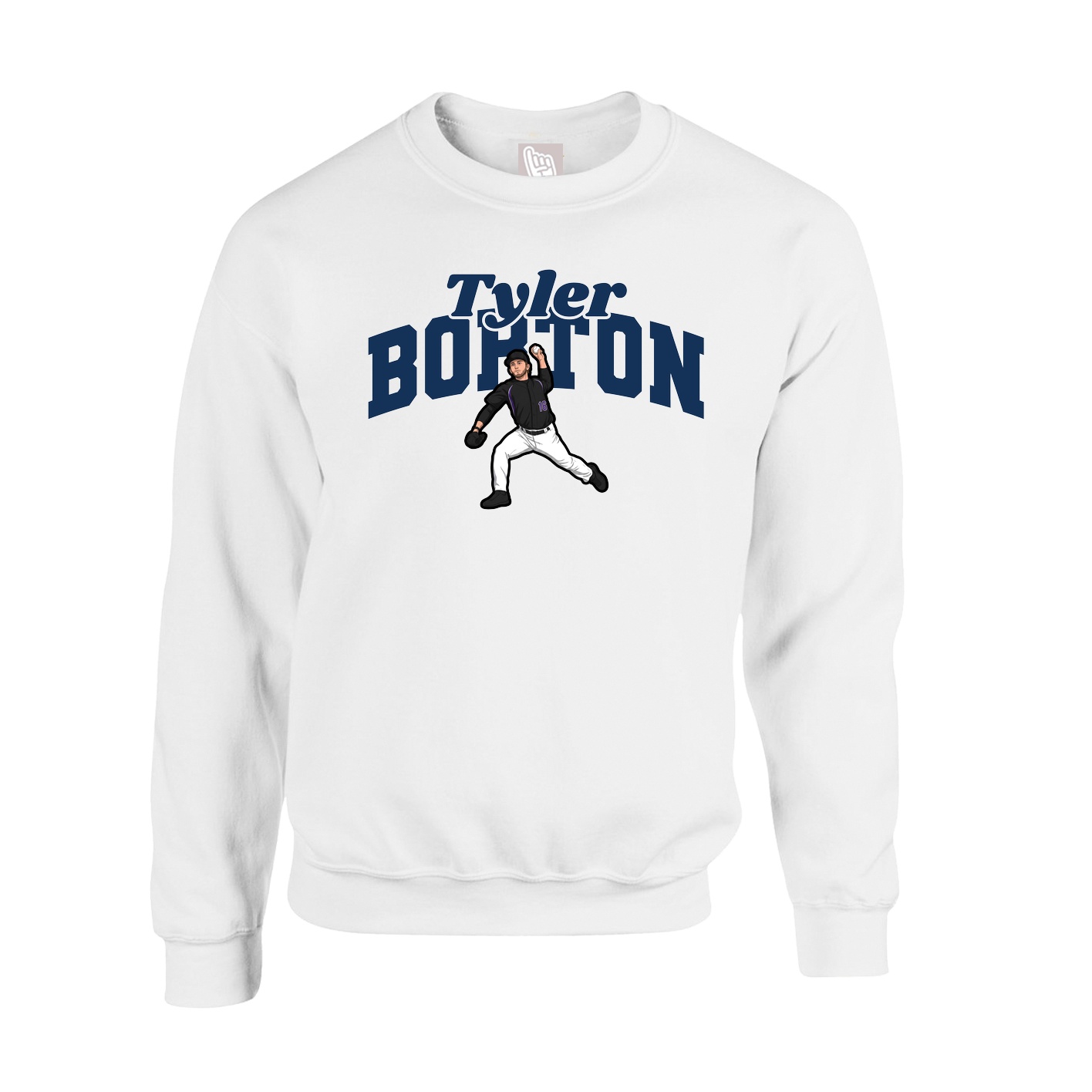 Fleece Crew — Signature Arch in White